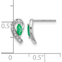 10K White Gold Diamond and Emerald Earrings with Marquise and Round Stones - 0.16 Carat Total Emerald Weight by Monteluci Fine Jewelry