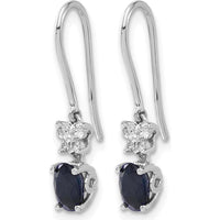 10K White Gold Diamond and Oval Sapphire Drop Earrings - 1.00 Carat Total Gem Weight by Oro Pregiato