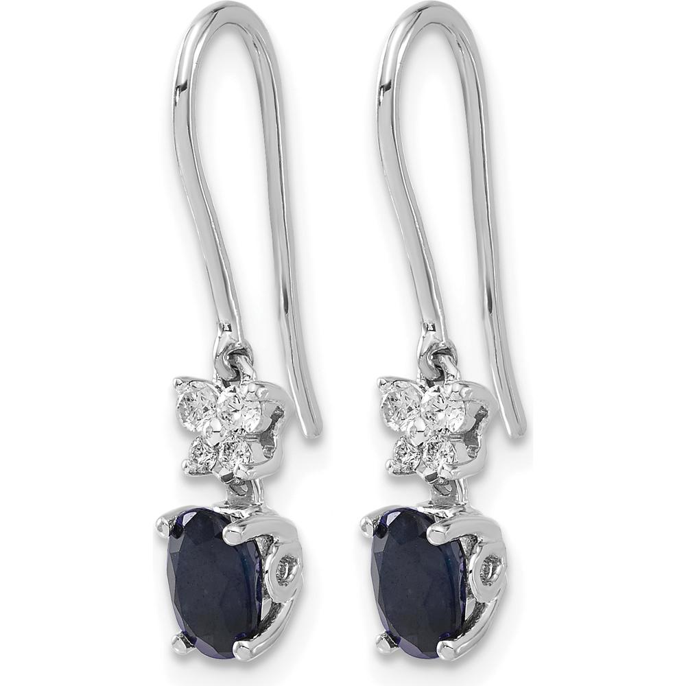 10K White Gold Diamond and Oval Sapphire Drop Earrings - 1.00 Carat Total Gem Weight by Oro Pregiato