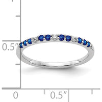 10K White Gold Diamond and Sapphire Band with Round Sapphires and Diamonds - 0.045 Carat Diamond Weight, 0.15 Carat Sapphire Weight by 0