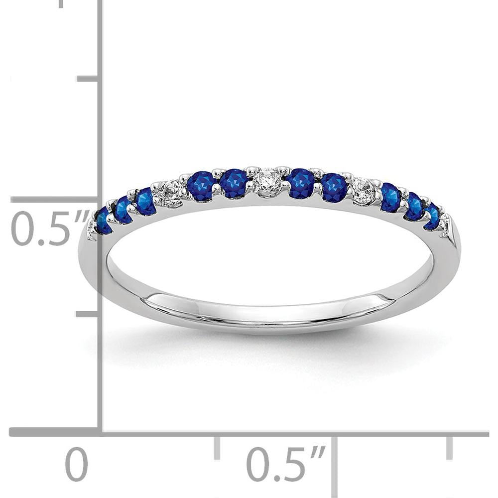 10K White Gold Diamond and Sapphire Band with Round Sapphires and Diamonds - 0.045 Carat Diamond Weight, 0.15 Carat Sapphire Weight by 0