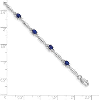 10K White Gold Diamond and Sapphire Tennis Bracelet - 7.25in Length by Oro Pregiato