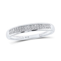 10K White Gold Diamond Band Ring - 1/10 Carat Total Diamond Weight