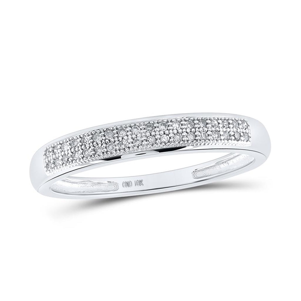 10K White Gold Diamond Band Ring - 1/10 Carat Total Diamond Weight