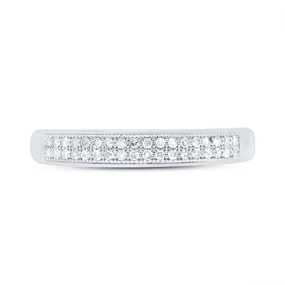 10K White Gold Diamond Band Ring - 1/10 Carat Total Diamond Weight