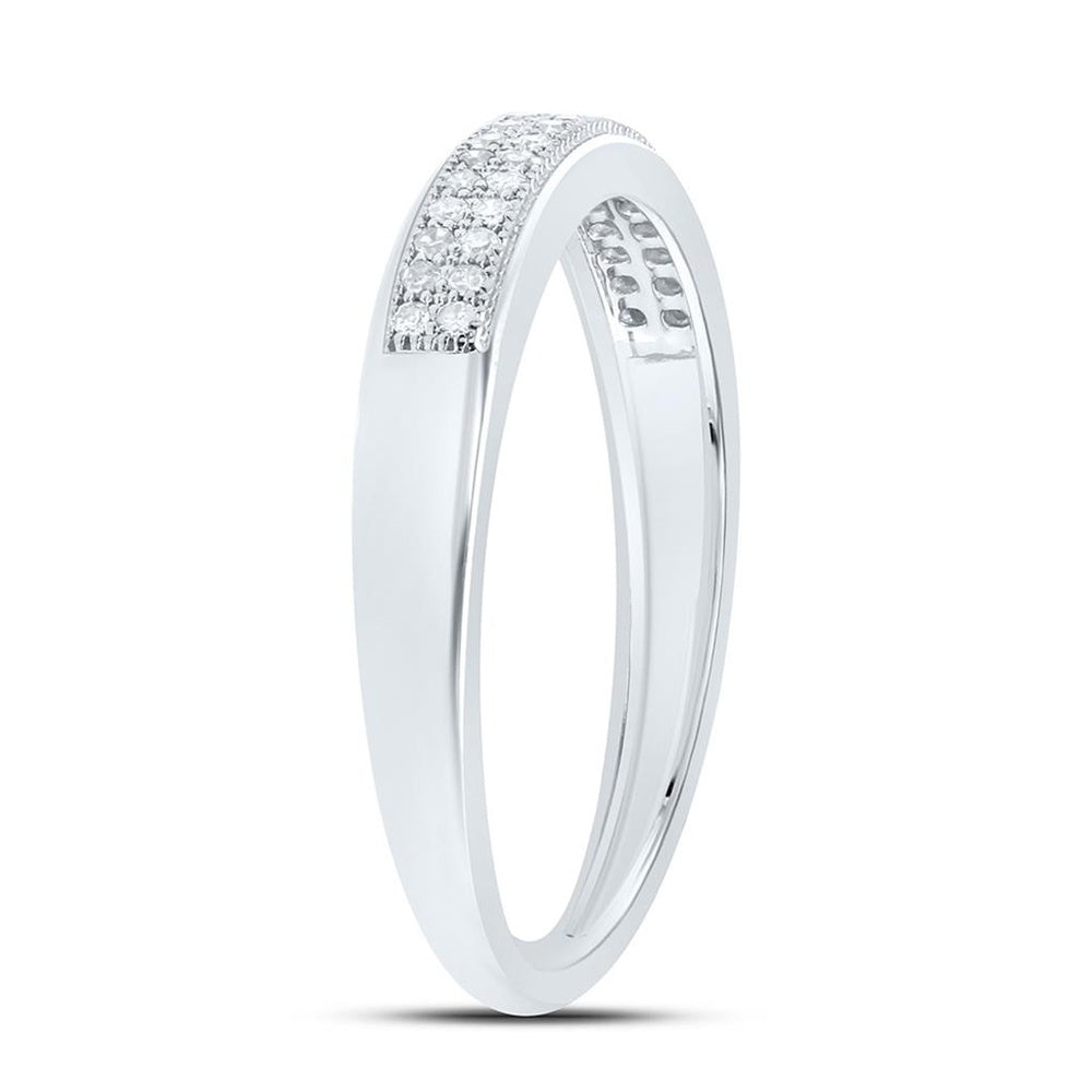 10K White Gold Diamond Band Ring - 1/10 Carat Total Diamond Weight