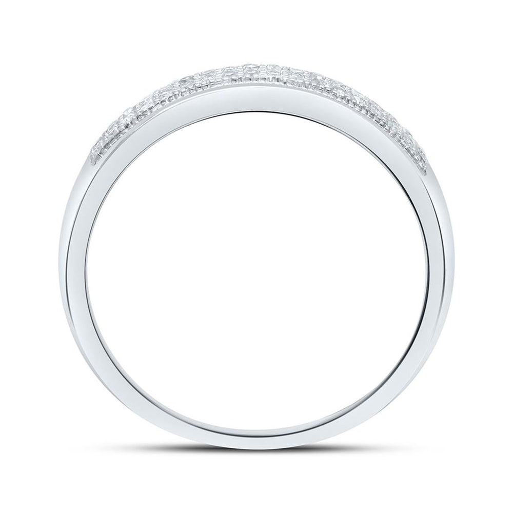 10K White Gold Diamond Band Ring - 1/10 Carat Total Diamond Weight