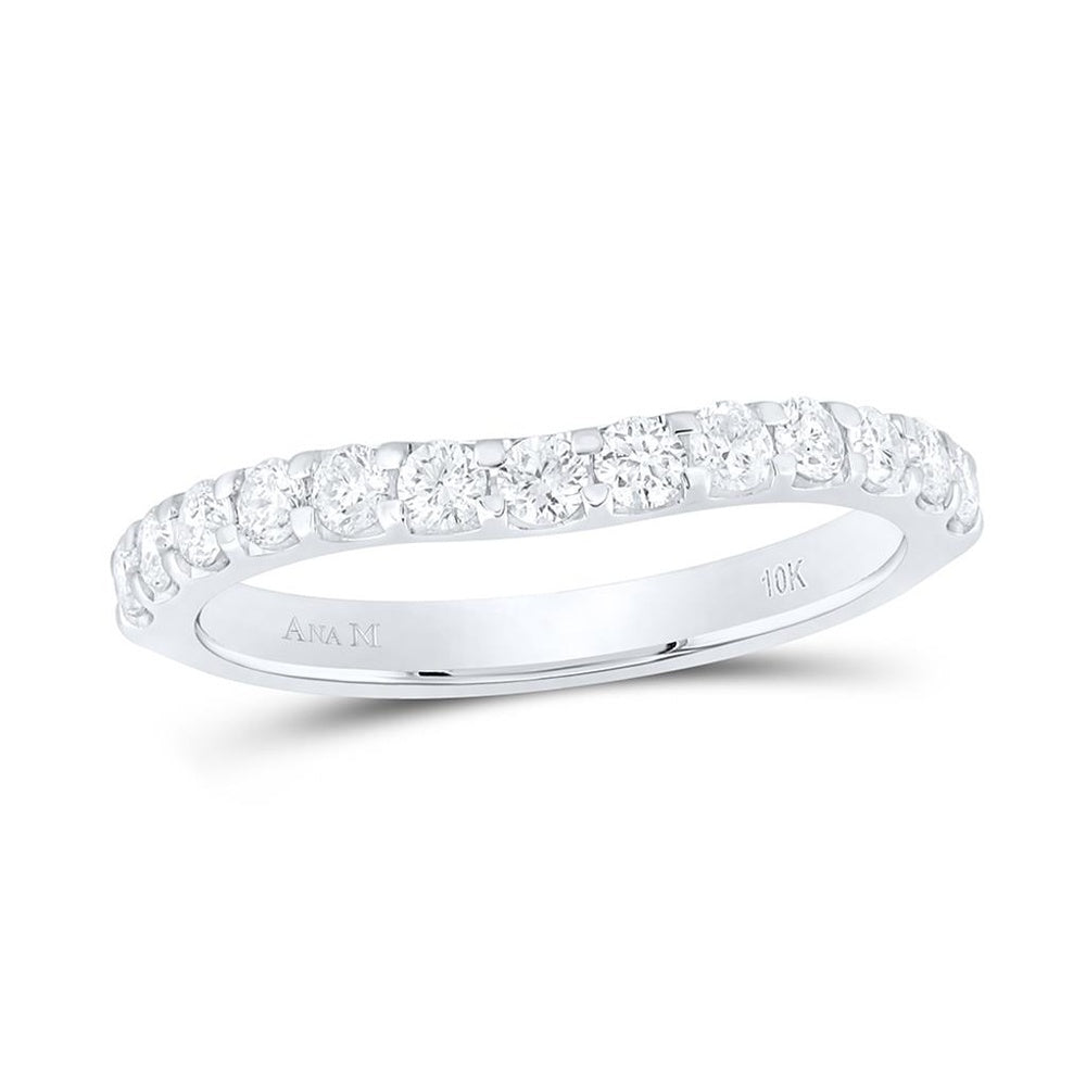 10K White Gold Diamond Band Ring - 1/2 Carat Total Diamond Weight