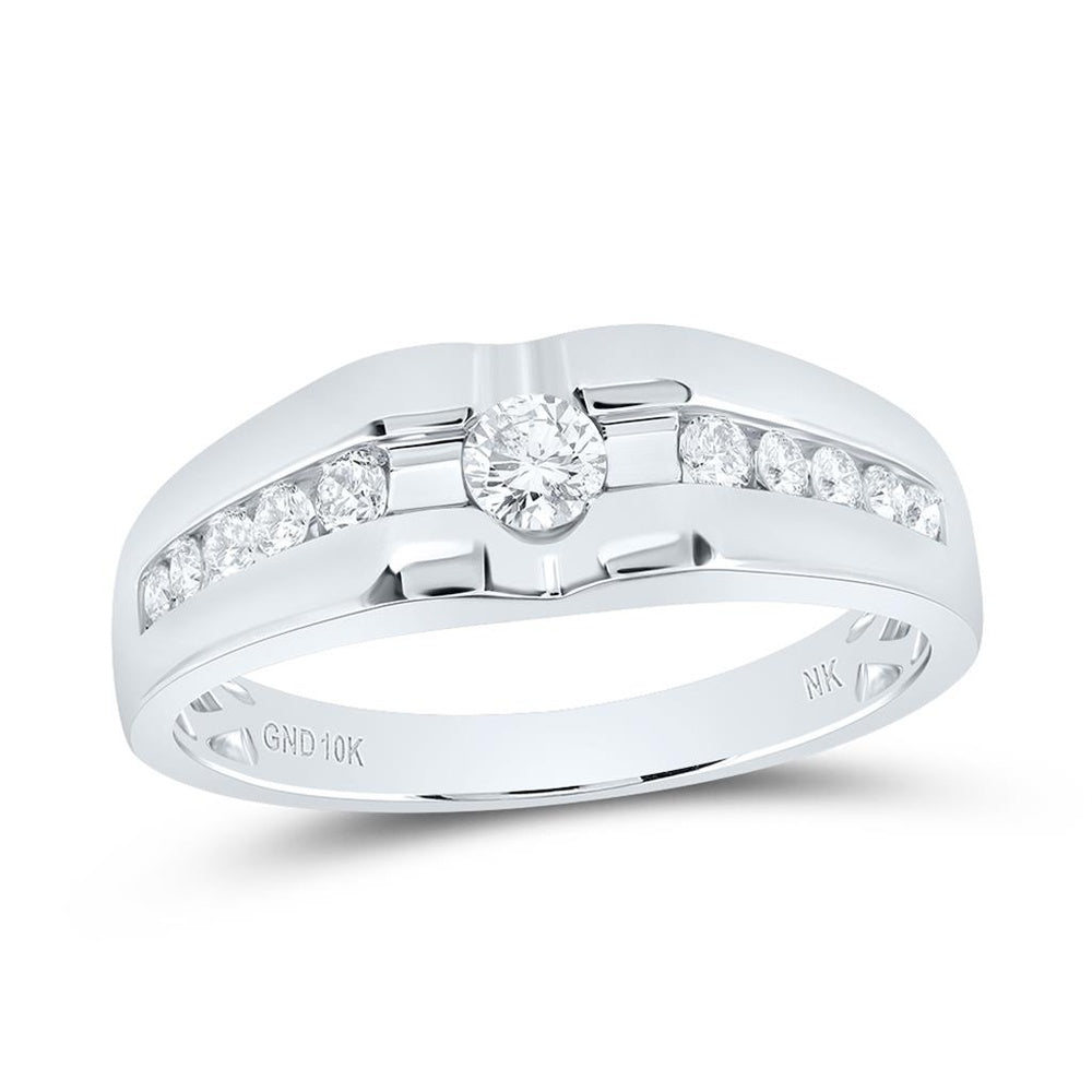 10K White Gold Diamond Band Ring - 1/2 Carat Total Diamond Weight