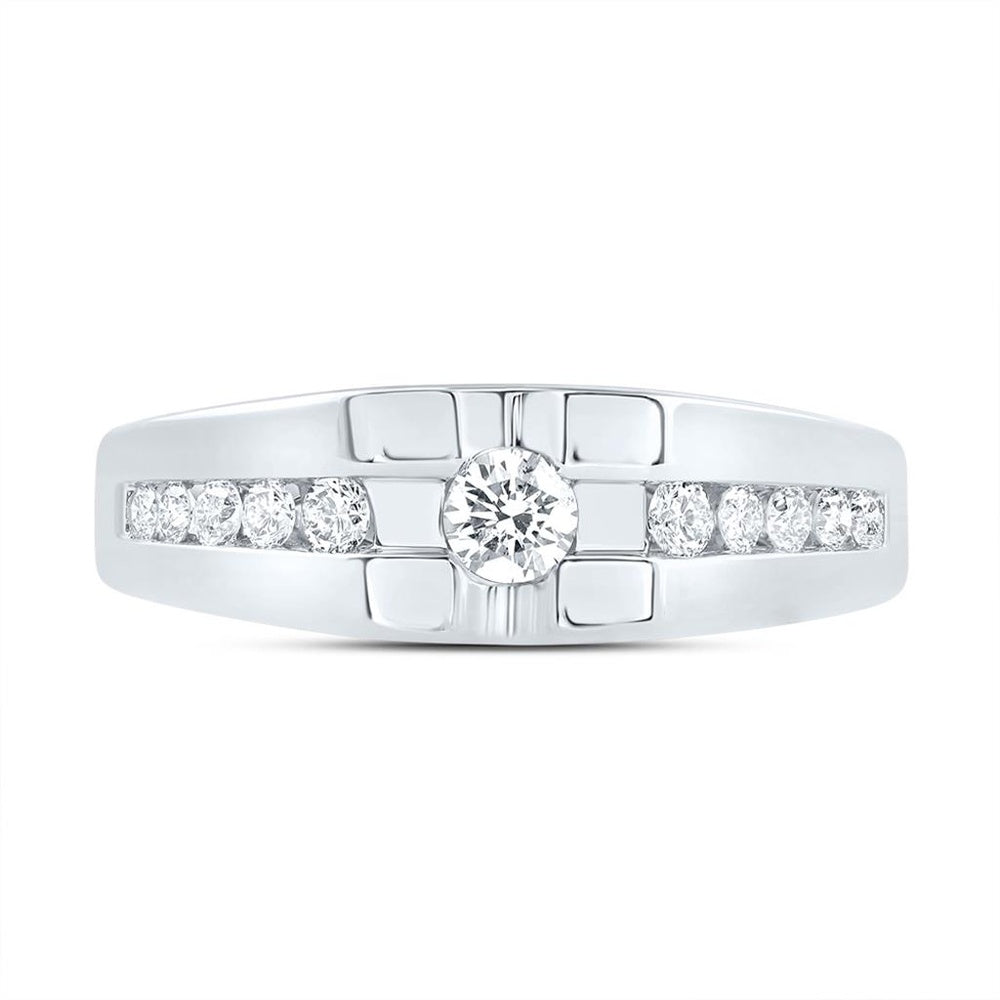 10K White Gold Diamond Band Ring - 1/2 Carat Total Diamond Weight