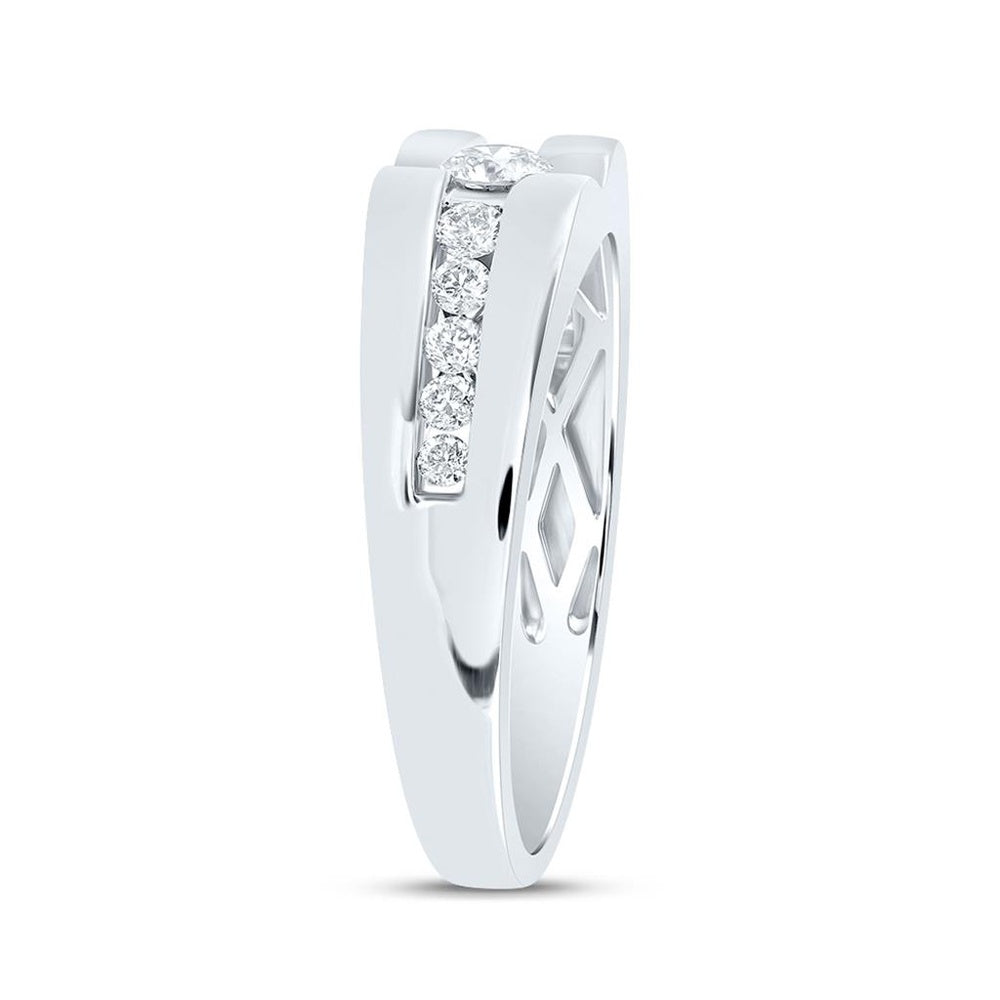 10K White Gold Diamond Band Ring - 1/2 Carat Total Diamond Weight