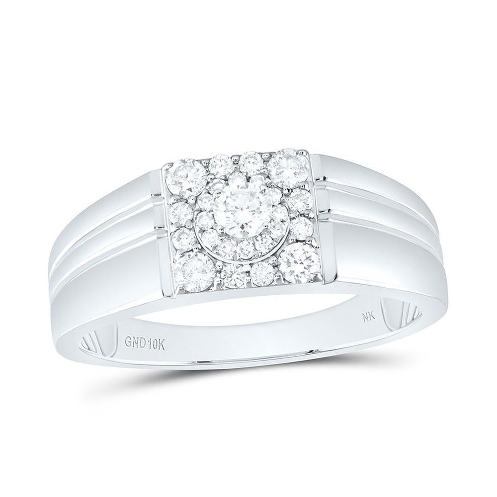 10K White Gold Diamond Band Ring - 1/2 Carat Total Diamond Weight