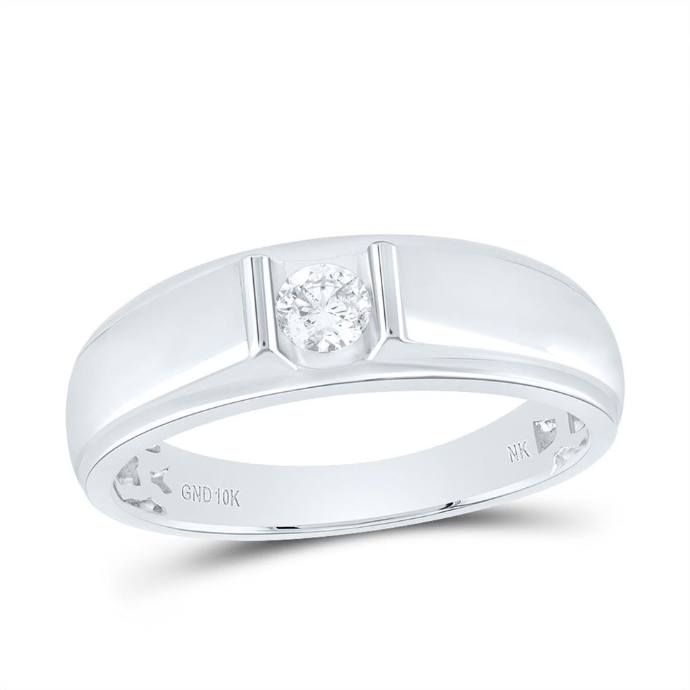 10K White Gold Diamond Band Ring - 1/4 Carat Total Diamond Weight