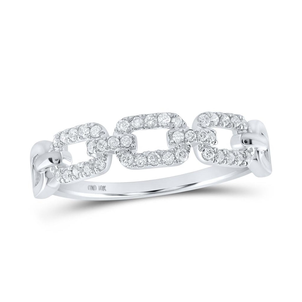 10K White Gold Diamond Band Ring - 1/5 Carat Total Diamond Weight