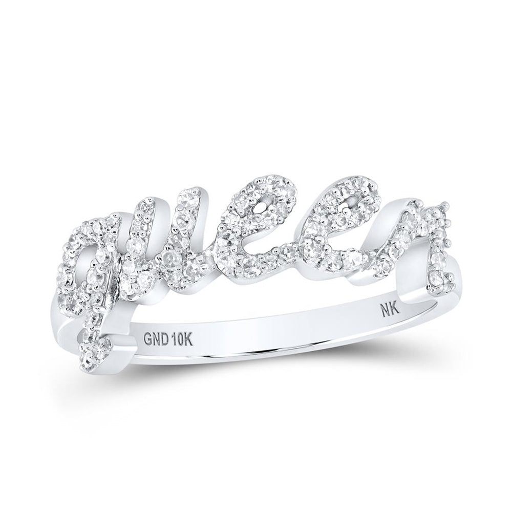 10K White Gold Diamond Band Ring - 1/5 Carat Total Diamond Weight