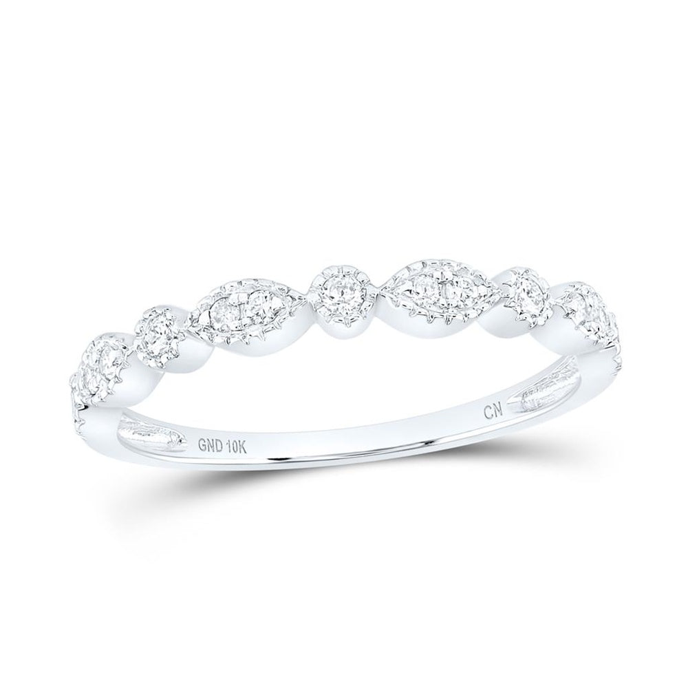 10K White Gold Diamond Band Ring - 1/6 Carat Total Diamond Weight