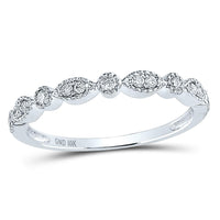 10K White Gold Diamond Band Ring - 1/6 Carat Total Diamond Weight