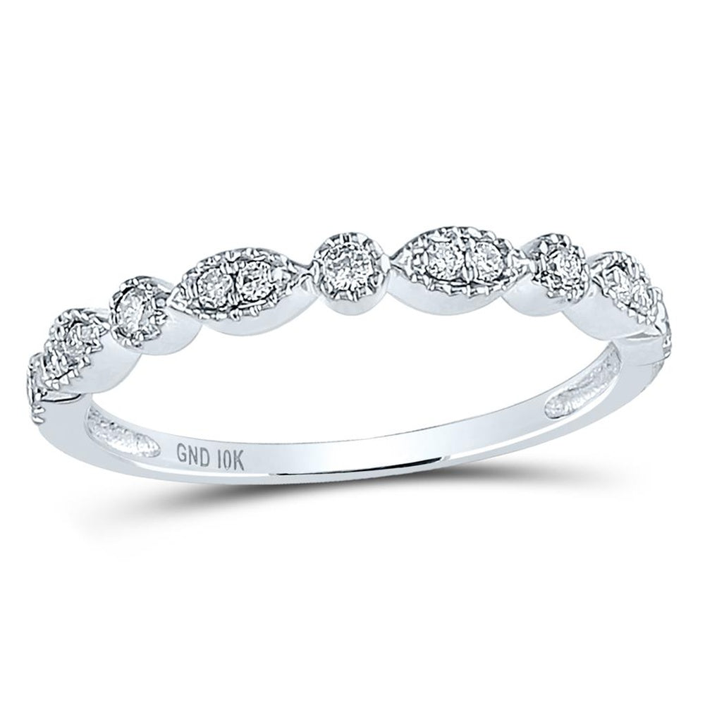 10K White Gold Diamond Band Ring - 1/6 Carat Total Diamond Weight