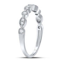 10K White Gold Diamond Band Ring - 1/6 Carat Total Diamond Weight