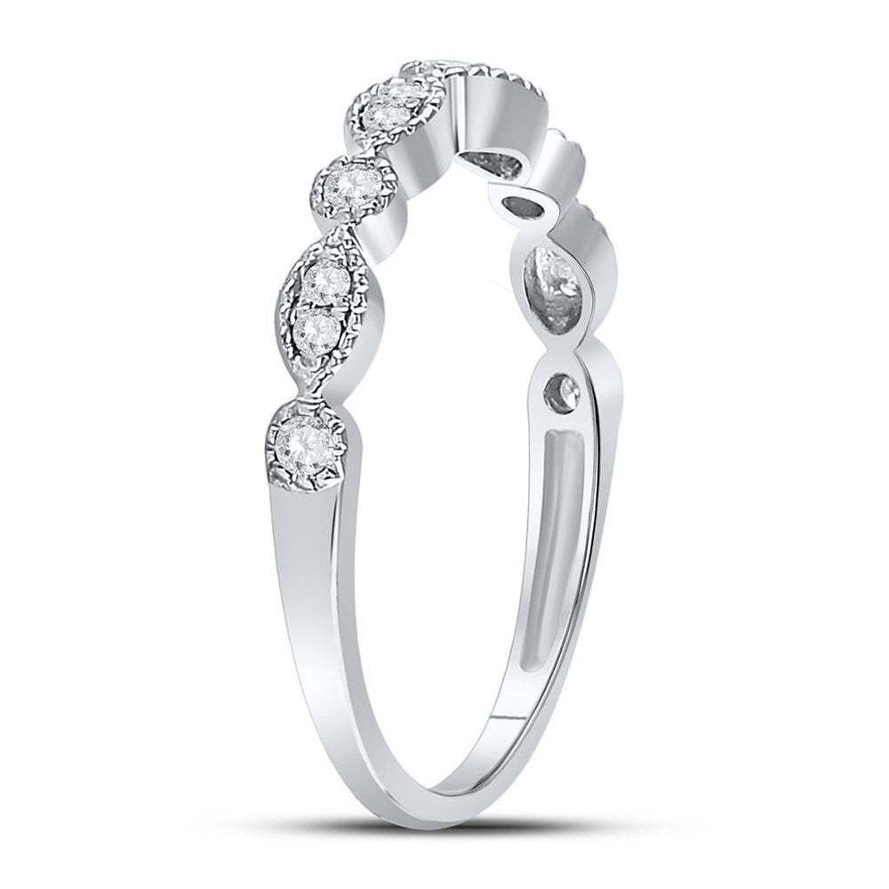 10K White Gold Diamond Band Ring - 1/6 Carat Total Diamond Weight