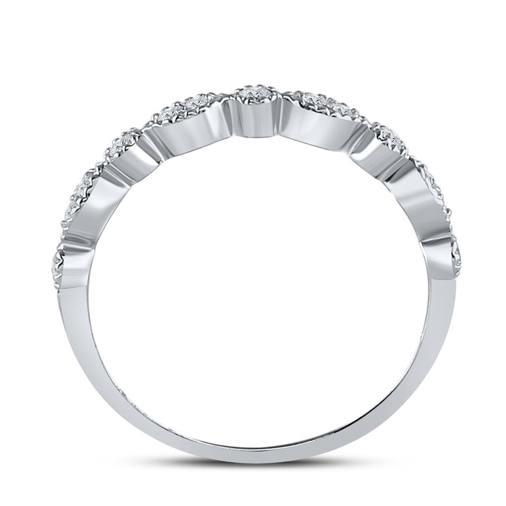 10K White Gold Diamond Band Ring - 1/6 Carat Total Diamond Weight