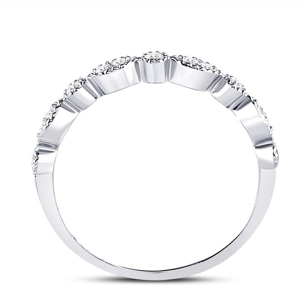 10K White Gold Diamond Band Ring - 1/6 Carat Total Diamond Weight