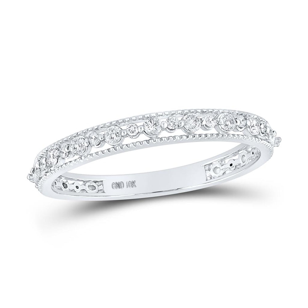 10K White Gold Diamond Band Ring - 1/6 Carat Total Diamond Weight
