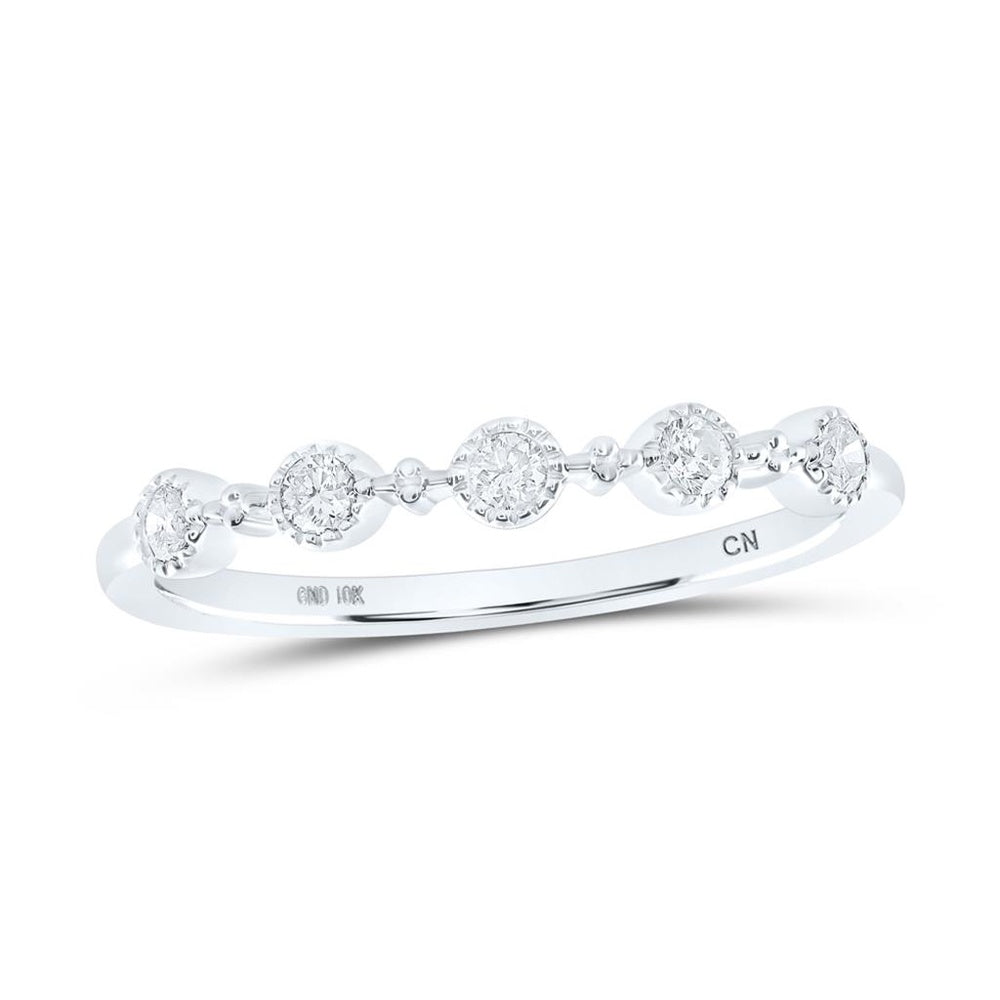 10K White Gold Diamond Band Ring - 1/6 Carat Total Diamond Weight