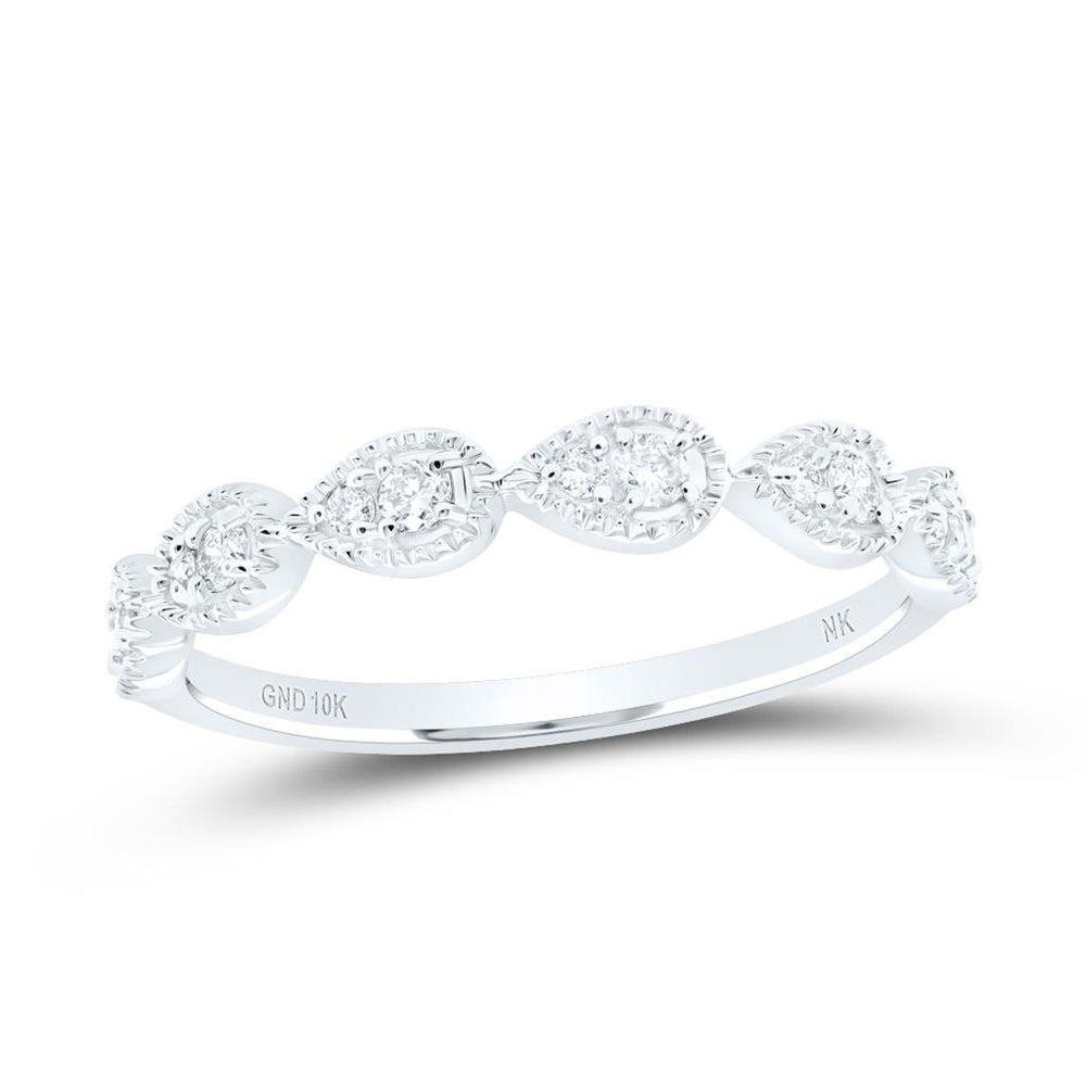 10K White Gold Diamond Band Ring - 1/6 Carat Total Diamond Weight