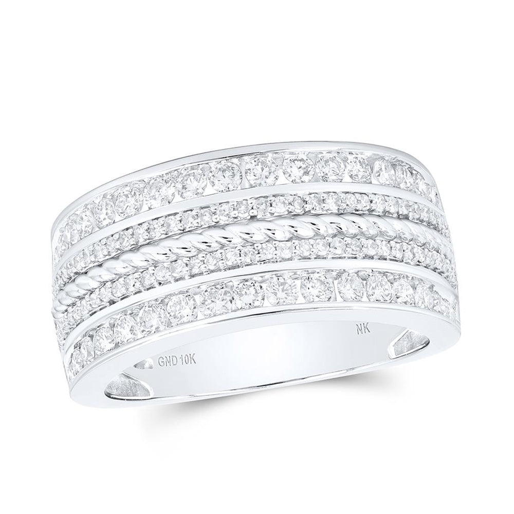 10K White Gold Diamond Band Ring - 1 and 1/2 Carat Total Diamond Weight
