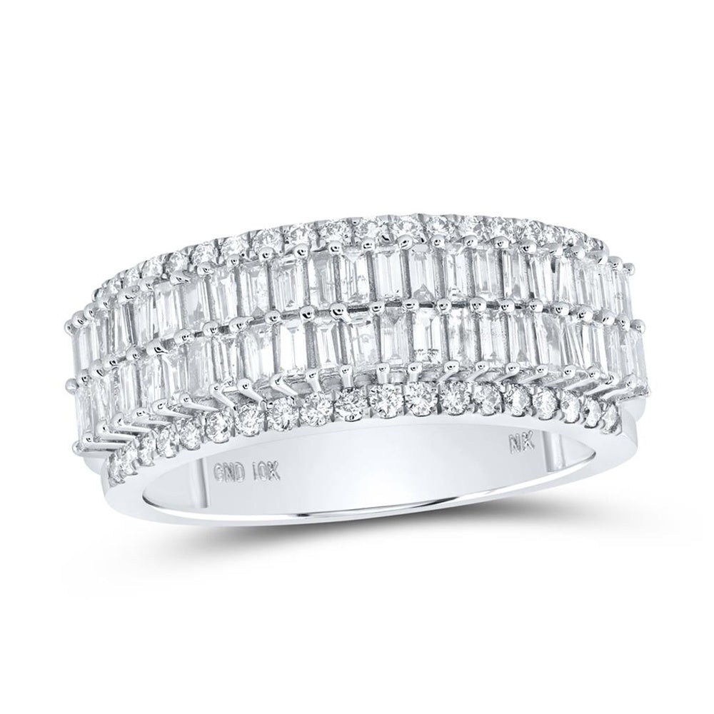 10K White Gold Diamond Band Ring - 1 and 1/3 Carat Total Diamond Weight