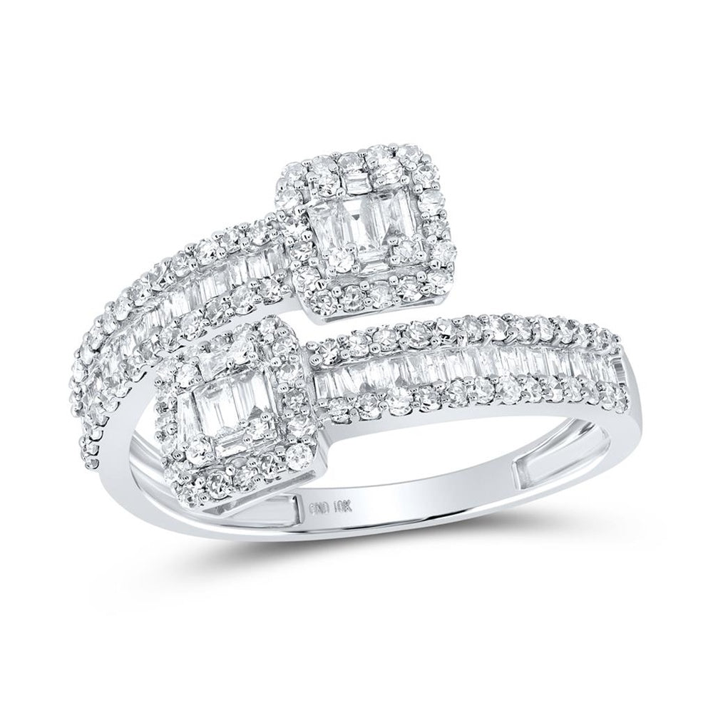 10K White Gold Diamond Band Ring - 1 Carat Total Diamond Weight