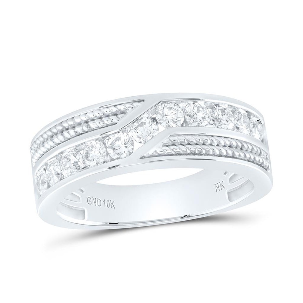 10K White Gold Diamond Band Ring - 1 Carat Total Diamond Weight