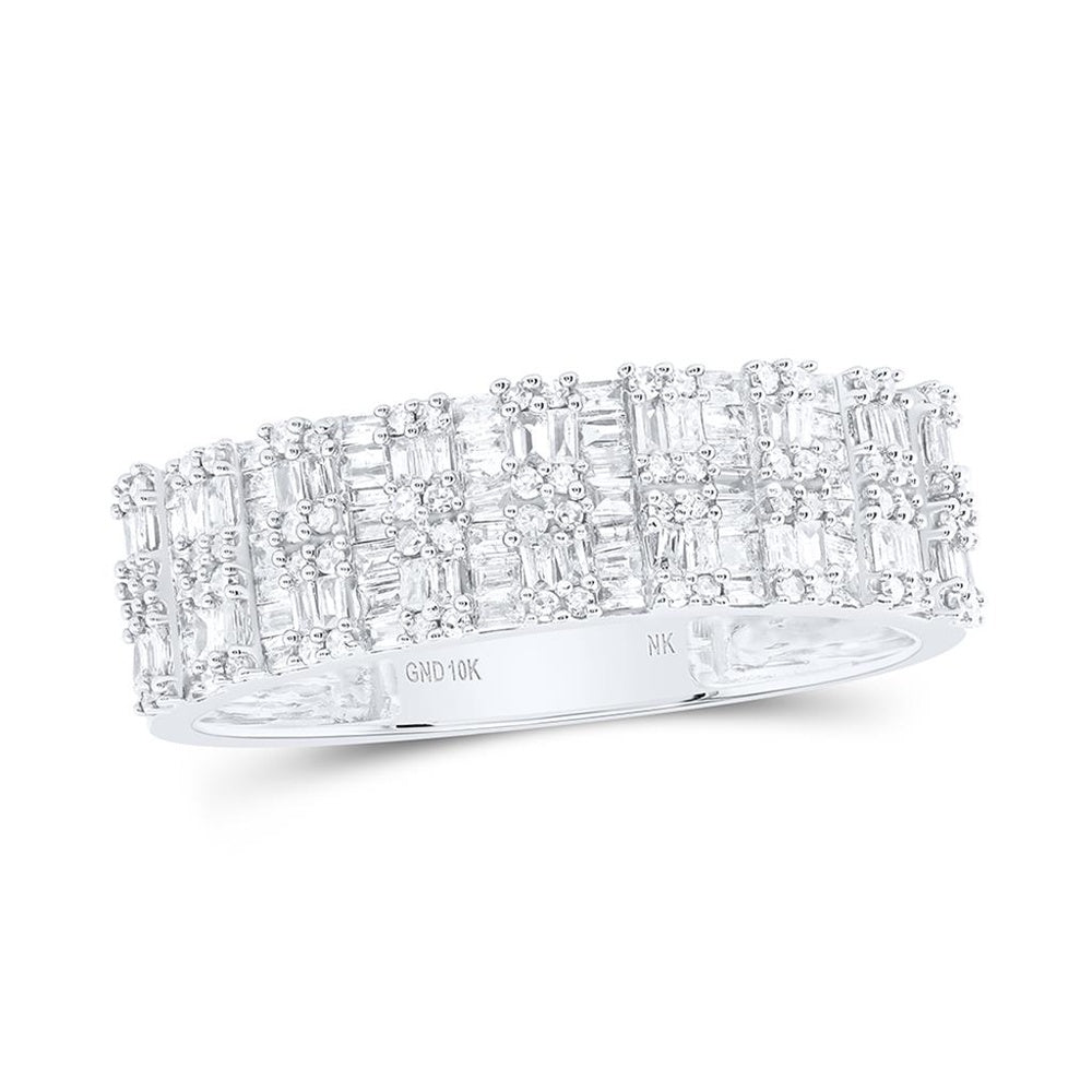 10K White Gold Diamond Band Ring - 3/4 Carat Total Diamond Weight