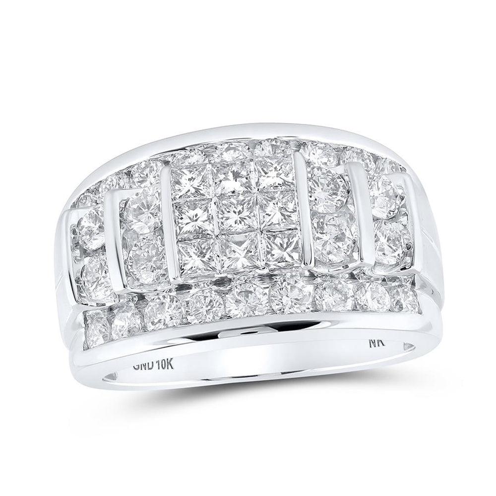 10K White Gold Diamond Band Ring - 3 Carat Total Diamond Weight