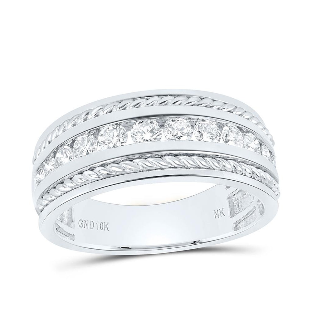 10K White Gold Diamond Band Ring - 7/8 Carat Total Diamond Weight