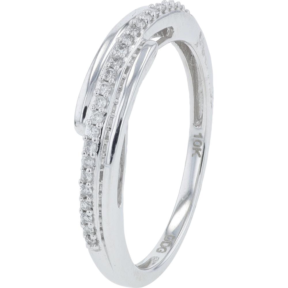 10K White Gold Diamond Band with Milgrain Detail - 0.10 Carat Total Diamond Weight
