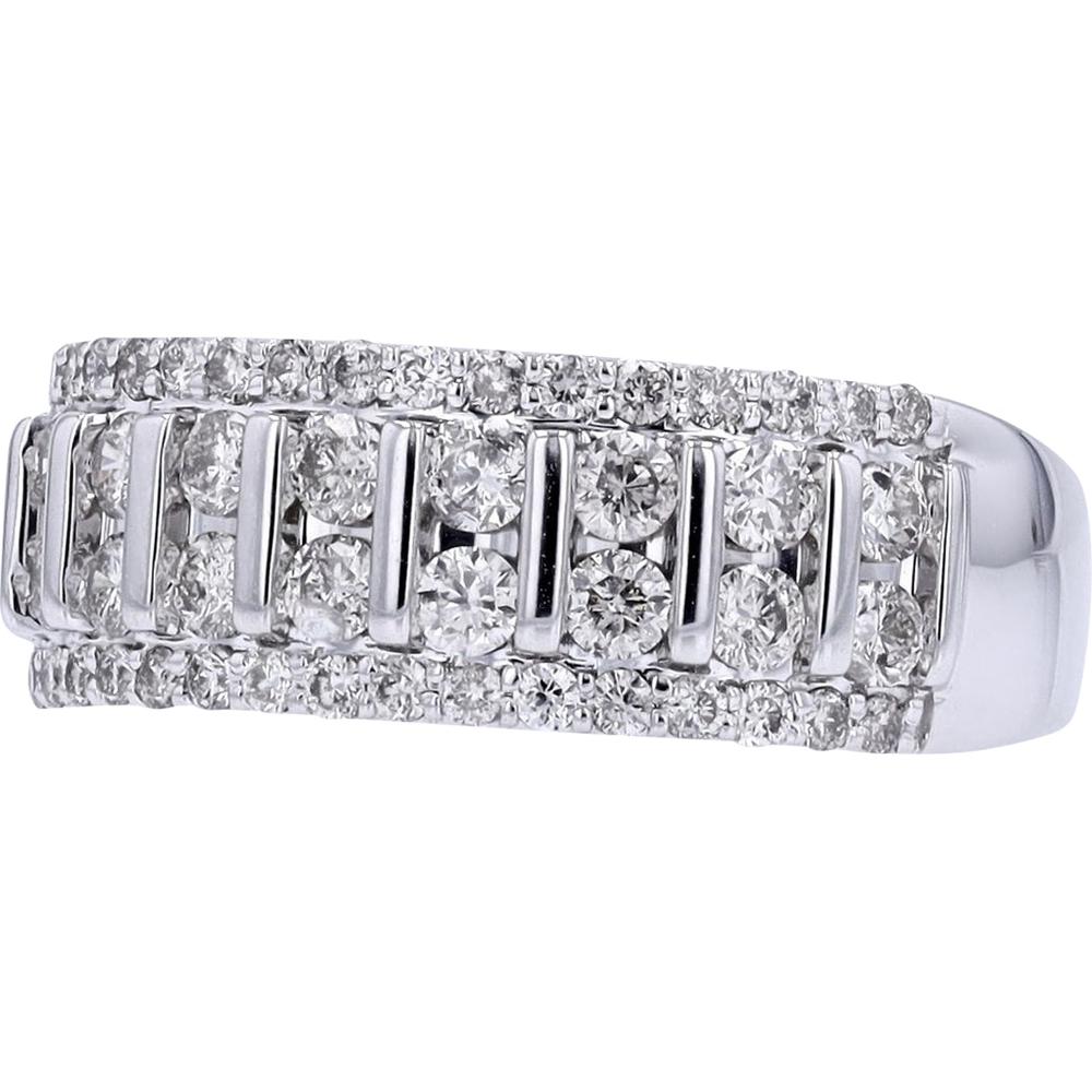10K White Gold Diamond Band with Pavé and Channel Set Diamonds - 1.00 Carat Total Diamond Weight