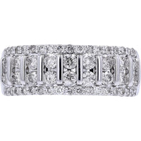 10K White Gold Diamond Band with Pavé and Channel Set Diamonds - 1.00 Carat Total Diamond Weight