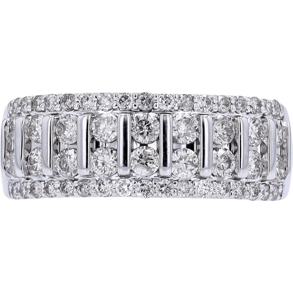 10K White Gold Diamond Band with Pavé and Channel Set Diamonds - 1.00 Carat Total Diamond Weight