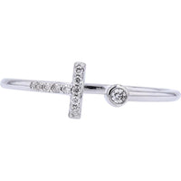 10K White Gold Diamond Bar Cuff Ring - 0.055 Carats Total Diamond Weight