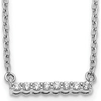 10K White Gold Diamond Bar Necklace - 18" Length with Polished Finish and Lobster Clasp by Oro Pregiato