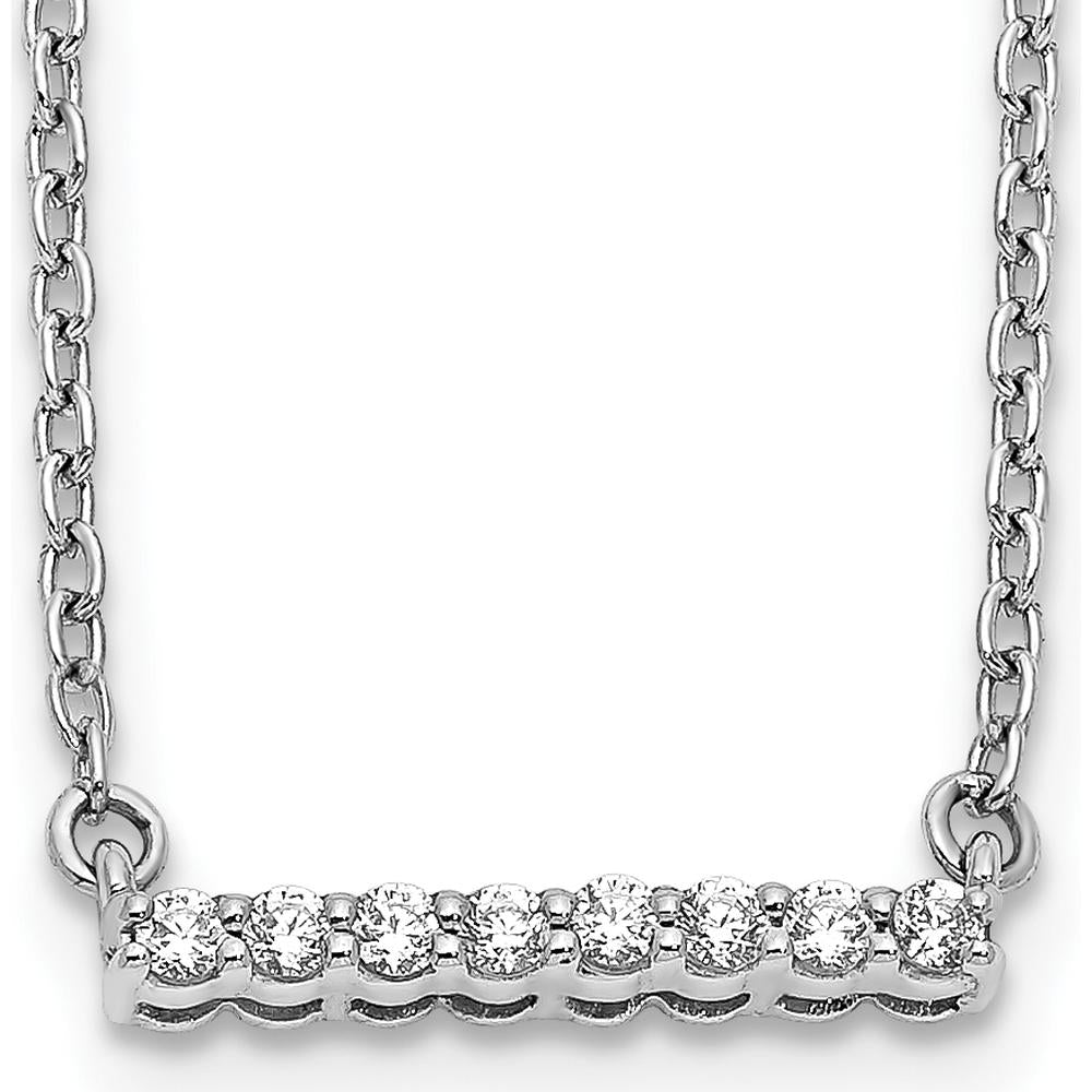 10K White Gold Diamond Bar Necklace - 18" Length with Polished Finish and Lobster Clasp by Oro Pregiato