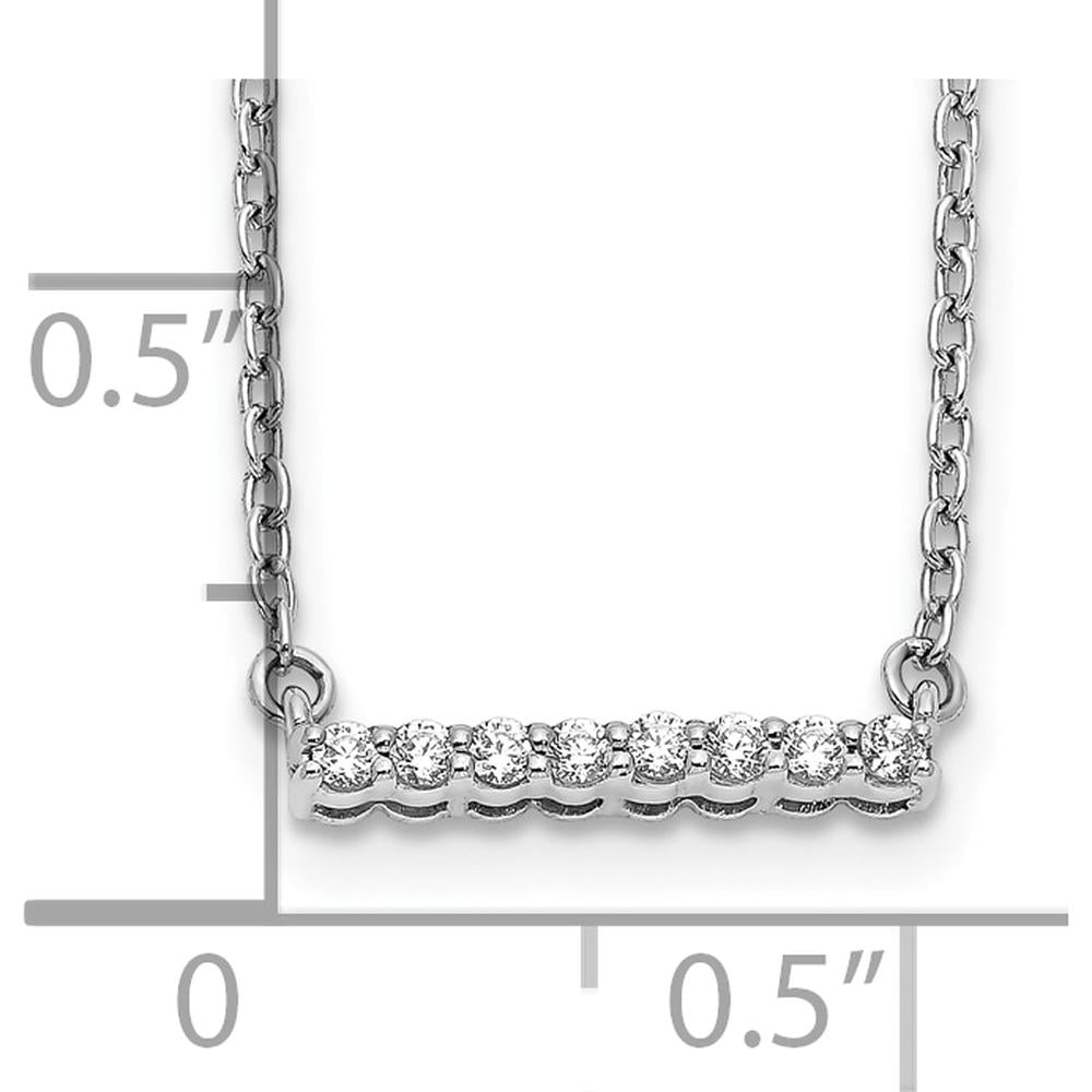 10K White Gold Diamond Bar Necklace - 18" Length with Polished Finish and Lobster Clasp by Oro Pregiato