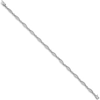 10K White Gold Diamond Bracelet with Box Catch Clasp - 7.0in Length by Oro Pregiato