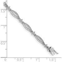 10K White Gold Diamond Bracelet with Box Catch Clasp - 7.0in Length by Oro Pregiato