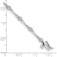 10K White Gold Diamond Bracelet with Polished Finish and Box Clasp - 0.40 Carats Total Diamond Weight by Oro Pregiato