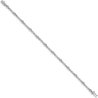 10K White Gold Diamond Bracelet with Polished Links and Milgrain Bezel - 0.50 Carats Total Diamond Weight by Oro Pregiato