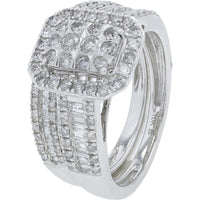 10K White Gold Diamond Bridal Set with Cushion Cut and Pavé Details - 1.00 Carat Total Diamond Weight