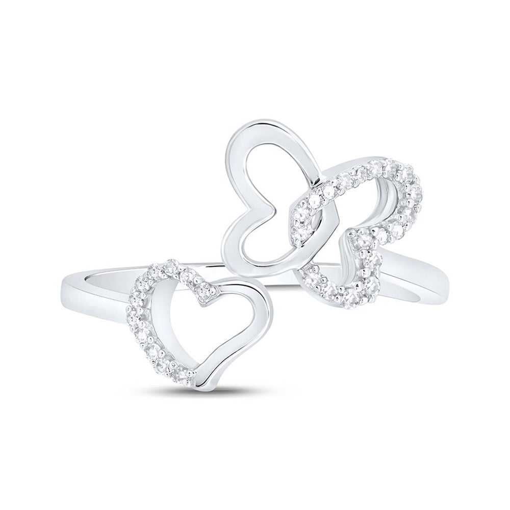 10K White Gold Diamond Butterfly Ring - 1/10 Carat Total Diamond Weight
